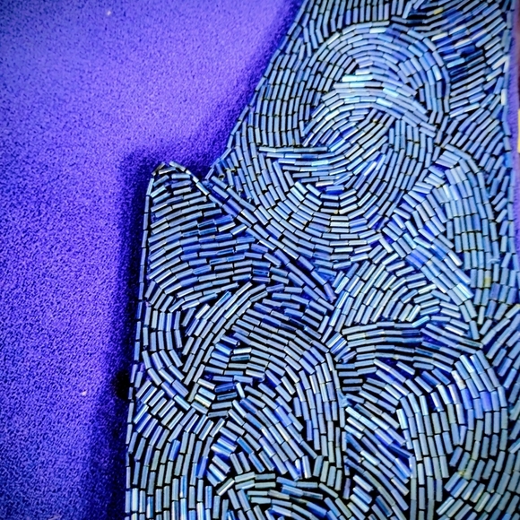 VINTAGE NOLAN MILLER STUNNING ROYAL PURPLE BEADED JACKET - Picture 6 of 12